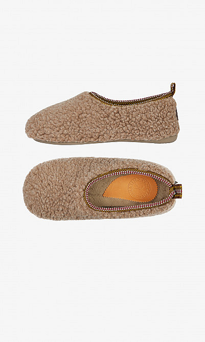 Taupe shearling slippers